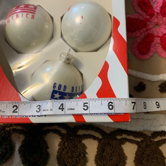 Vtg Rauch Patriotic “God Bless America” glass ornament set made in USA - Picture 6 of 7